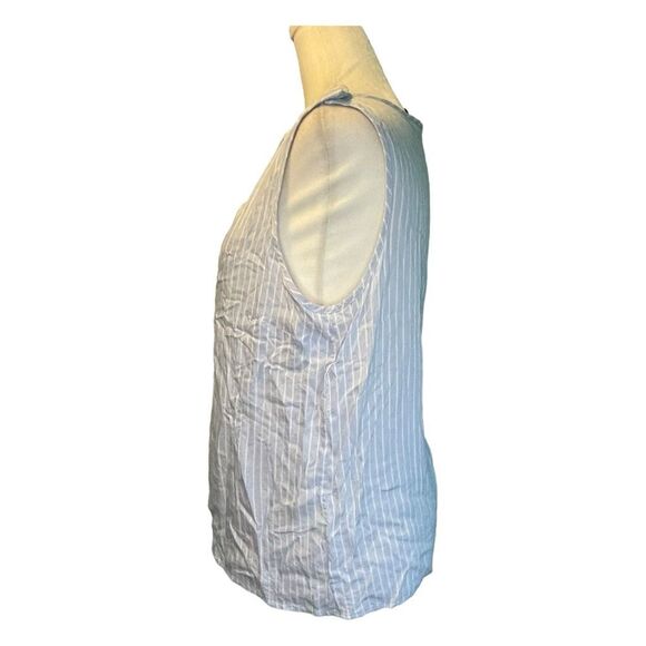 Banana Republic Striped Poplin Blouse Blue White Button Shoulder Accent M - Picture 4 of 8